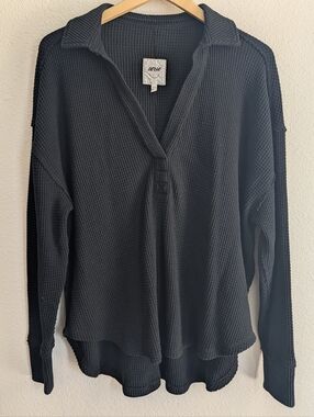Aerie LumberJane Waffle Polo Shirt Size Small